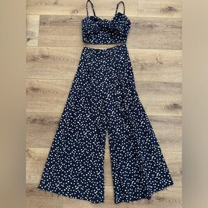 Free People FP One Bette Set | Wide Leg Pants + Tie Front Crop Size 0